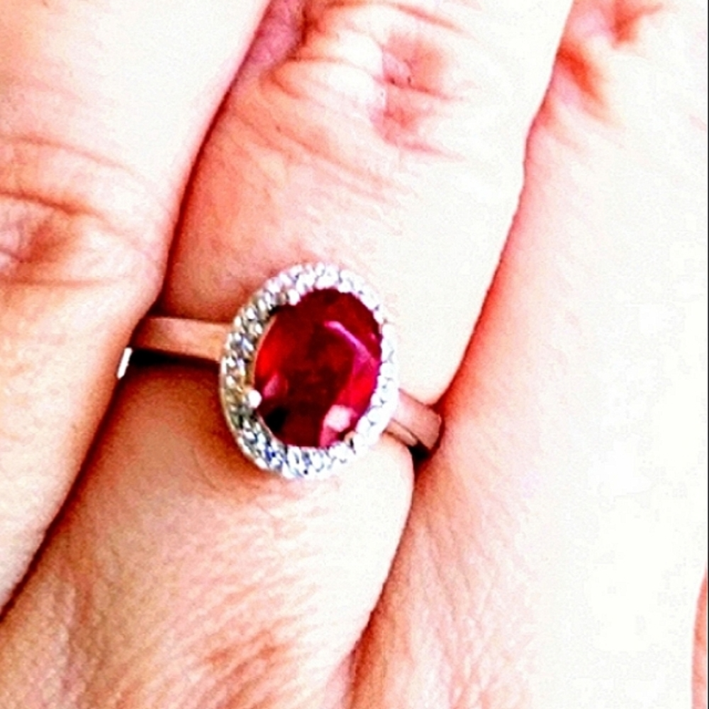 Natural Ruby almost 3 cttw in Sterling Silver Ring